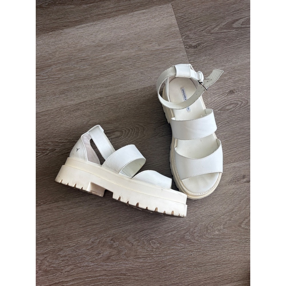 Windsor Smith Thrilled White Leather Chunky Platform Lug Sole Sandals Womens 8